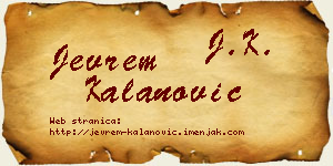 Jevrem Kalanović vizit kartica